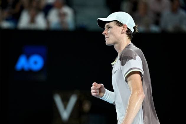 TENNIS AUSTRALIAN OPEN, Jannik Sinner of Italy reacts during the Men?s Singles final against Daniil Medvedev of Russia on Rod Laver Arena on Day 15 of the 2024 Australian Open at Melbourne Park in Melbourne, Sunday, January 28, 2024. ( NO ARCHIVING, EDITORIAL USE ONLY, NO USE IN BOOKS WITHOUT CONSENT MELBOURNE VICTORIA AUSTRALIA  Copyright: xJOELxCARRETTx 20240128001894748762