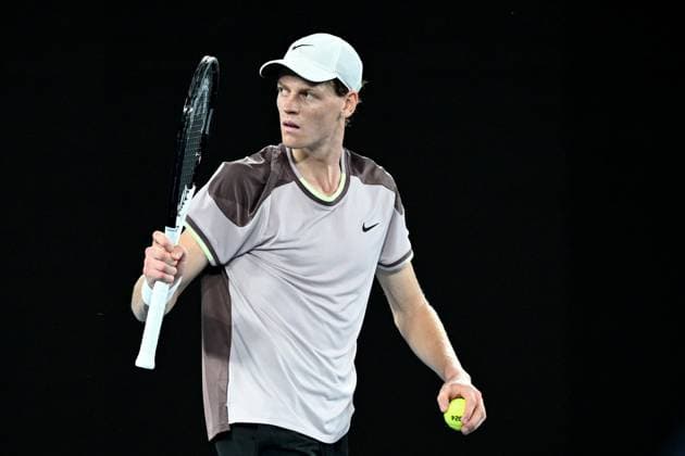 TENNIS AUSTRALIAN OPEN, Jannik Sinner of Italy reacts during the Men?s Singles final against Daniil Medvedev of Russia on Rod Laver Arena on Day 15 of the 2024 Australian Open at Melbourne Park in Melbourne, Sunday, January 28, 2024. ( NO ARCHIVING, EDITORIAL USE ONLY, NO USE IN BOOKS WITHOUT CONSENT MELBOURNE VICTORIA AUSTRALIA  Copyright: xJOELxCARRETTx 20240128001894749961