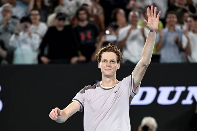 TENNIS AUSTRALIAN OPEN, Jannik Sinner of Italy celebrates his Men?s Singles final win against Daniil Medvedev of Russia on Rod Laver Arena on Day 15 of the 2024 Australian Open at Melbourne Park in Melbourne, Sunday, January 28, 2024. ( NO ARCHIVING, EDITORIAL USE ONLY, NO USE IN BOOKS WITHOUT CONSENT MELBOURNE VICTORIA AUSTRALIA  Copyright: xJOELxCARRETTx 20240128001894772920