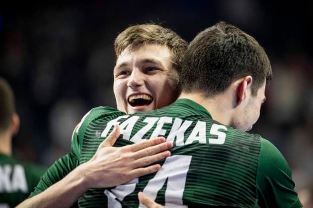 26 01 2024 Handball Men EHF EM 2024 Hungary Slovenia From left Bence Imre, Gergo Fazekas both Hungary Cologne Lanxess Arena North Rhine-Westphalia Germany KlausTrotter 20240126 2303