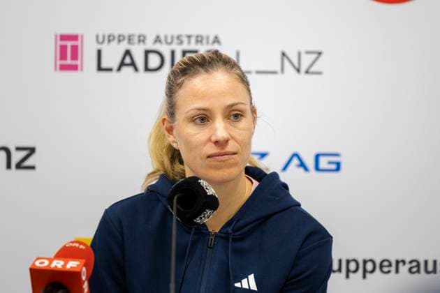 TENNIS - WTA, Tennis Damen Upper Austria Ladies Linz LINZ,AUSTRIA,29.JAN.24 - TENNIS - WTA Tour, Upper Austria Ladies Linz, press conference, PK, Pressekonferenz Image shows Angelique Kerber (GER).  GEPAxpictures xGintarexKarpaviciute