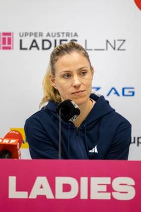 TENNIS - WTA, Tennis Damen Upper Austria Ladies Linz LINZ,AUSTRIA,29.JAN.24 - TENNIS - WTA Tour, Upper Austria Ladies Linz, press conference, PK, Pressekonferenz Image shows Angelique Kerber (GER).  GEPAxpictures xGintarexKarpaviciute