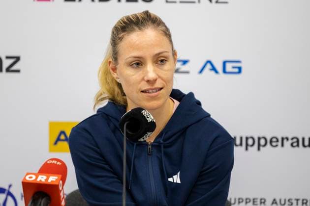 TENNIS - WTA, Tennis Damen Upper Austria Ladies Linz LINZ,AUSTRIA,29.JAN.24 - TENNIS - WTA Tour, Upper Austria Ladies Linz, press conference, PK, Pressekonferenz Image shows Angelique Kerber (GER).  GEPAxpictures xGintarexKarpaviciute