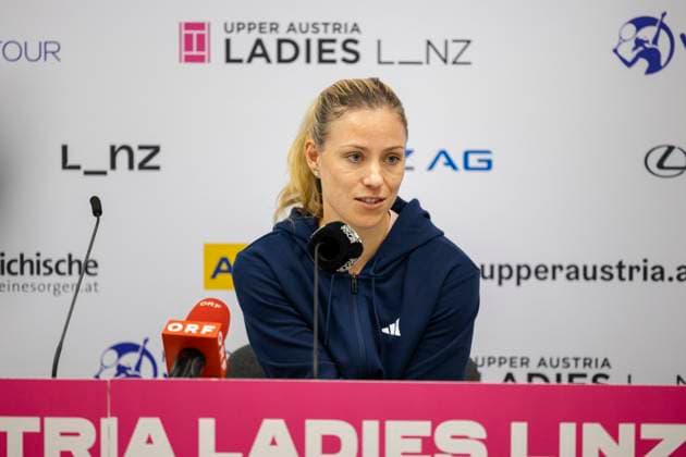 TENNIS - WTA, Tennis Damen Upper Austria Ladies Linz LINZ,AUSTRIA,29.JAN.24 - TENNIS - WTA Tour, Upper Austria Ladies Linz, press conference, PK, Pressekonferenz Image shows Angelique Kerber (GER).  GEPAxpictures xGintarexKarpaviciute