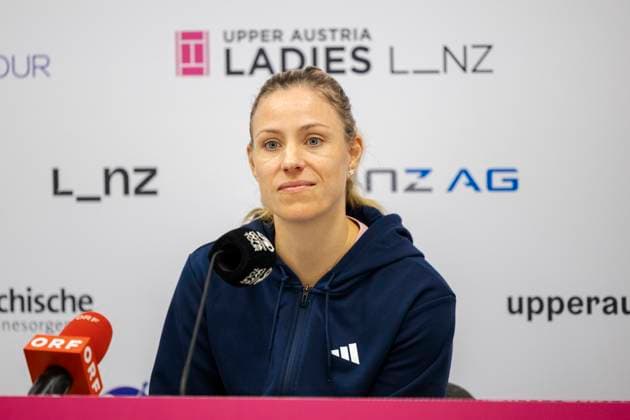 TENNIS - WTA, Tennis Damen Upper Austria Ladies Linz LINZ,AUSTRIA,29.JAN.24 - TENNIS - WTA Tour, Upper Austria Ladies Linz, press conference, PK, Pressekonferenz Image shows Angelique Kerber (GER).  GEPAxpictures xGintarexKarpaviciute