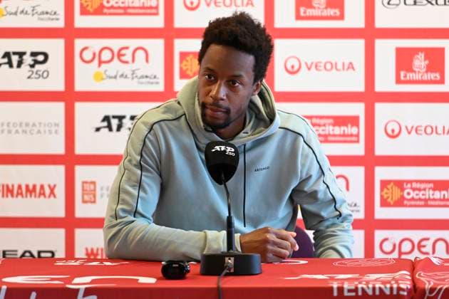 MONTPELLIER, FRANCE - JANUARY 29 : Gael MONFILS (FRA) at the press conference, PK, Pressekonferenz prior to the ATP, Tennis Herren 250 Open Sud de France tournament in Montpellier, France on January 29th, 2024. TENNIS : Open Sud de France ATP 250 - 29 01 2024 ValentinaClaret Panoramic 