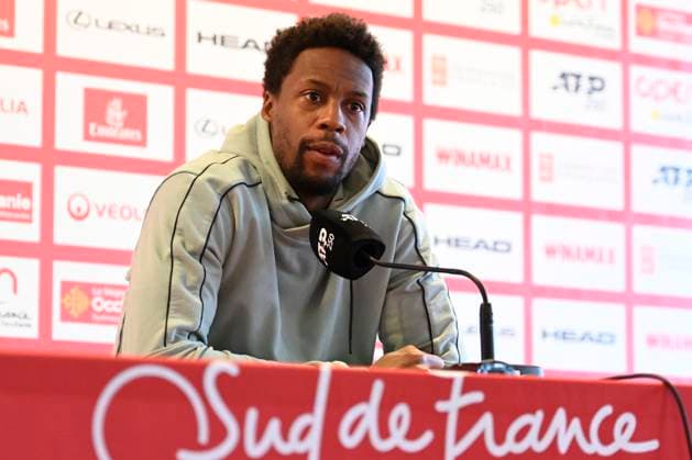 MONTPELLIER, FRANCE - JANUARY 29 : Gael MONFILS (FRA) at the press conference, PK, Pressekonferenz prior to the ATP, Tennis Herren 250 Open Sud de France tournament in Montpellier, France on January 29th, 2024. TENNIS : Open Sud de France ATP 250 - 29 01 2024 ValentinaClaret Panoramic 