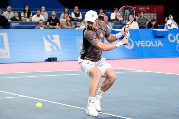 MONTPELLIER, FRANCE - JANUARY 29 : Andy MURRAY (GBR) during the 1st round of the ATP, Tennis Herren 250 Open Sud de France tournament against Benoit PAIRE (FRA) in Montpellier, France on January 29th, 2024 TENNIS : Open Sud de France ATP 250 - 29 01 2024 ValentinaClaret Panoramic 