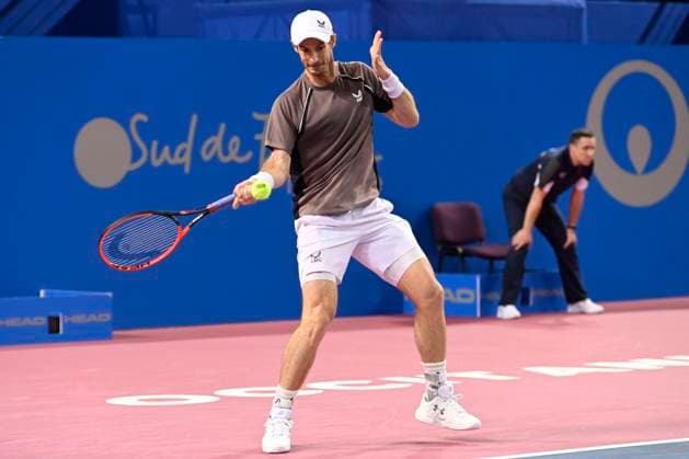 MONTPELLIER, FRANCE - JANUARY 29 : Andy MURRAY (GBR) during the 1st round of the ATP, Tennis Herren 250 Open Sud de France tournament against Benoit PAIRE (FRA) in Montpellier, France on January 29th, 2024 TENNIS : Open Sud de France ATP 250 - 29 01 2024 ValentinaClaret Panoramic 