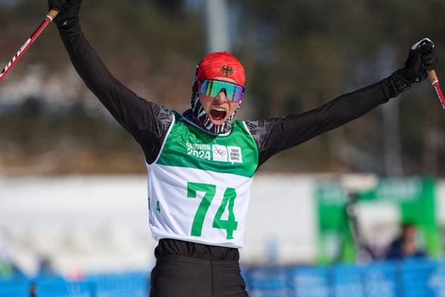Sport Themen der Woche KW05 Sport Bilder des Tages (240130) -- PYEONGCHANG, Jan. 30, 2024 -- Jakob Elias Moch of Germany celebrates after the Men s 7.5km Classic of Cross-Country Skiing event at the Gangwon 2024 Winter Youth Olympic Games, Olympische Spiele, Olympia, OS in Pyeongchang, South Korea, Jan. 30, 2024. ) (SP)SOUTH KOREA-PYEONGCHANG-WINTER YOUTH OLYMPIC GAMES-CROSS-COUNTRY SKIING HuxHuhu 
