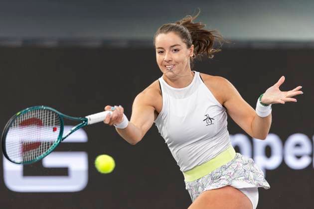 TENNIS - WTA, Tennis Damen Upper Austria Ladies Linz LINZ,AUSTRIA,30.JAN.24 - TENNIS - WTA Tour, Upper Austria Ladies Linz. Image shows Jodie Burrage (GBR).  GEPAxpictures xGintarexKarpaviciute