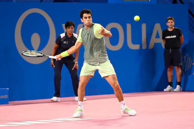 MONTPELLIER, FRANCE - JANUARY 29 : Jaume MUNAR (ESP) vs. Pedro MARTINEZ (ESP) during the 1st round of the ATP, Tennis Herren 250 Open Sud de France tournament against Benoit PAIRE (FRA) in Montpellier, France on January 29th, 2024 TENNIS : Open Sud de France ATP 250 - 29 01 2024 ValentinaClaret Panoramic 