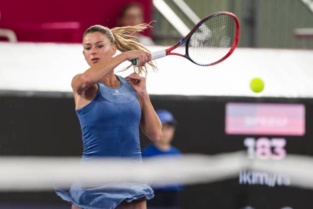 TENNIS - WTA, Tennis Damen Upper Austria Ladies Linz LINZ,AUSTRIA,30.JAN.24 - TENNIS - WTA Tour, Upper Austria Ladies Linz. Image shows Camila Giorgi (ITA).  GEPAxpictures xGintarexKarpaviciute