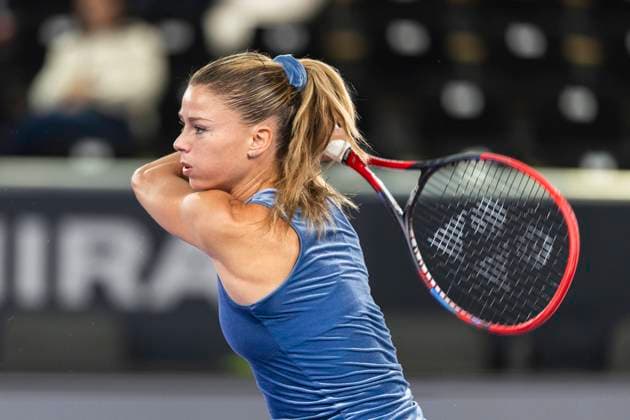 TENNIS - WTA, Tennis Damen Upper Austria Ladies Linz LINZ,AUSTRIA,30.JAN.24 - TENNIS - WTA Tour, Upper Austria Ladies Linz. Image shows Camila Giorgi (ITA).  GEPAxpictures xGintarexKarpaviciute