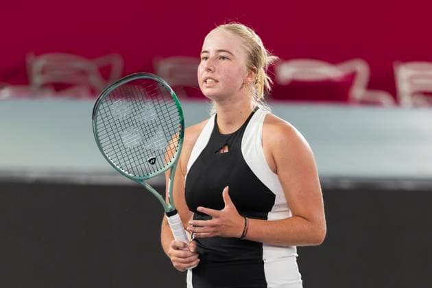 TENNIS - WTA, Tennis Damen Upper Austria Ladies Linz LINZ,AUSTRIA,30.JAN.24 - TENNIS - WTA Tour, Upper Austria Ladies Linz. Image shows Clara Tauson (DEN).  GEPAxpictures xGintarexKarpaviciute