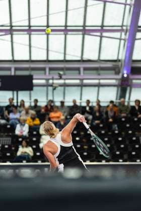 TENNIS - WTA, Tennis Damen Upper Austria Ladies Linz LINZ,AUSTRIA,30.JAN.24 - TENNIS - WTA Tour, Upper Austria Ladies Linz. Image shows Clara Tauson (DEN).  GEPAxpictures xGintarexKarpaviciute