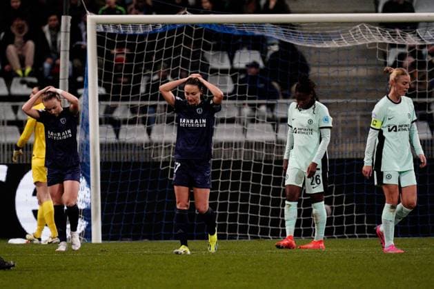 Gaetane Thiney of Paris FC reacts after a missed chance Paris FC Feminines v Chelsea Women, Football, UEFA Women s Champions League, Group D, Stade Charlety, Paris, France - 30 Jan 2024 EDITORIAL USE ONLY No use with unauthorised audio, video, data, fixture lists, club league logos or live services. Online in-match use limited to 120 images, no video emulation. No use in betting, games or single club league player publications. Copyright: xDavexWinter Shutterstockx 14324140aq