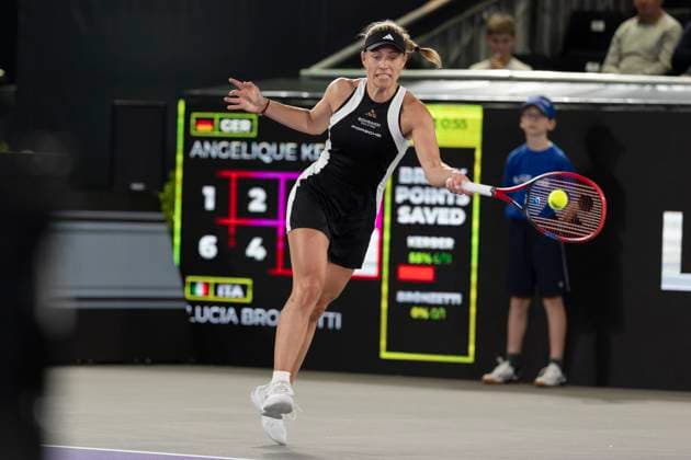 TENNIS - WTA, Tennis Damen Upper Austria Ladies Linz LINZ,AUSTRIA,30.JAN.24 - TENNIS - WTA Tour, Upper Austria Ladies Linz. Image shows Angelique Kerber (GER).  GEPAxpictures xGintarexKarpaviciute