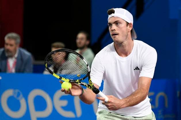 MONTPELLIER, FRANCE - JANUARY 30 : Maximilian MARTERER (GBR) during the 1st round of the ATP, Tennis Herren 250 Open Sud de France tournament vs. Arthur CAZAUX (FRA) in Montpellier, France on January 30th, 2024. TENNIS : Open Sud de France ATP 250 - 30 01 2024 ValentinaClaret Panoramic 