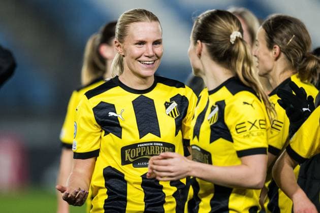 240130 Josefine Rybrink of Häcken celebrates after the UEFA Women s Champions League football match between Real Madrid and Häcken on January 30, 2024 in Madrid Photo Mathias Bergeld BILDBYRAN code MB MB0845 fotboll football soccer fotball champions league real madrid häcken dam bbeng women kvinner jubel  Copyright: MATHIASxBERGELD BB240130MB068