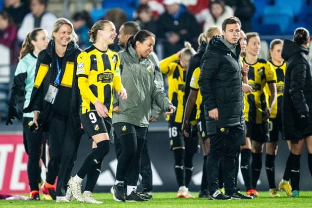 240130 Filippa Curmark of Häcken celebrates after the UEFA Women s Champions League football match between Real Madrid and Häcken on January 30, 2024 in Madrid Photo Mathias Bergeld BILDBYRAN code MB MB0845 fotboll football soccer fotball champions league real madrid häcken dam bbeng women kvinner jubel  Copyright: MATHIASxBERGELD BB240130MB093