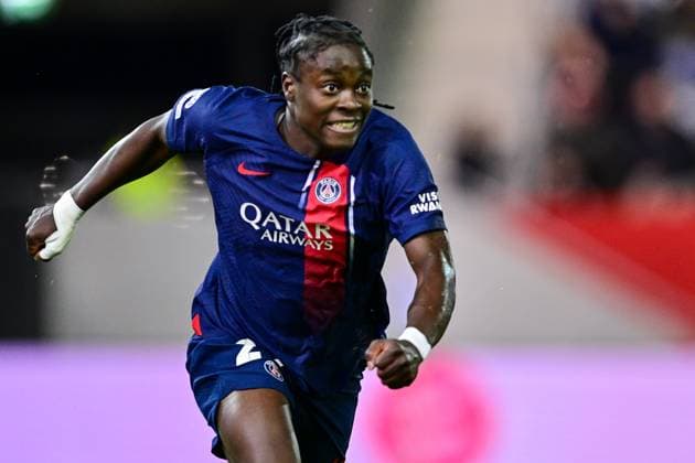 Tabitha Chawinga PSG, 22 with goal celebration, jubilation, goal celebration, celebrate the goal, goal, celebration, jubilation over the goal to 1 1 by Tabitha Chawinga PSG, 22 , optimistic, single picture, action, action, 30 01 2024, Munich Germany , Football, UEFA Womens Champions League, Group C, FC Bayern Munich Paris Saint Germain xslx