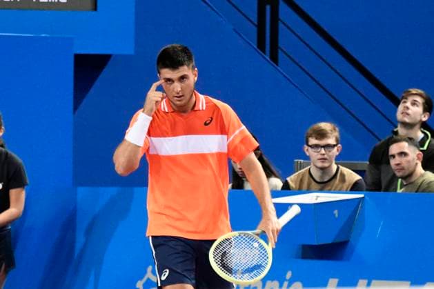 MONTPELLIER, FRANCE - JANUARY 30 : Pablo LLAMAS RUIZ (ESP) during the 1st round of the ATP, Tennis Herren 250 Open Sud de France tournament vs. Richard GASQUET (FRA) in Montpellier, France on January 30th, 2024. TENNIS : Open Sud de France ATP 250 - 30 01 2024 ValentinaClaret Panoramic 