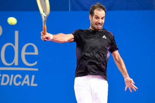 MONTPELLIER, FRANCE - JANUARY 30 : Richard GASQUET (FRA) during the 1st round of the ATP, Tennis Herren 250 Open Sud de France tournament vs. Pablo LLAMAS RUIZ (ESP) in Montpellier, France on January 30th, 2024. TENNIS : Open Sud de France ATP 250 - 30 01 2024 ValentinaClaret Panoramic 