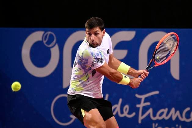 MONTPELLIER, FRANCE - JANUARY 31 : Bernabe ZAPATA MIRALLES (ESP) during the 1st round of the ATP, Tennis Herren 250 Open Sud de France tournament vs. Constant LESTIENNE (FRA) in Montpellier, France on January 31st, 2024. TENNIS : Open Sud de France ATP 250 - 31 01 2024 ValentinaClaret Panoramic 
