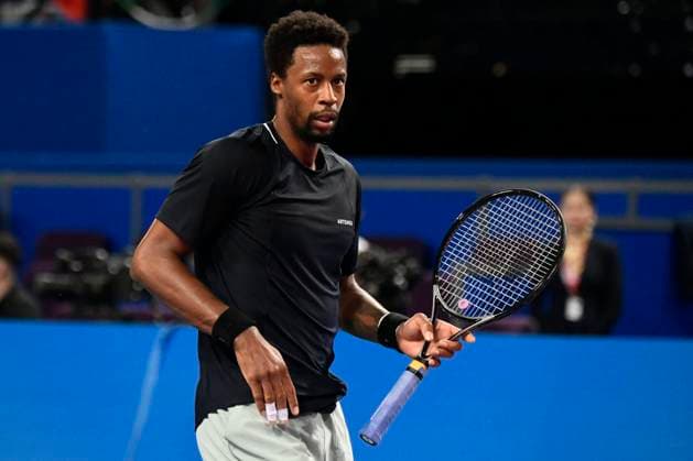 MONTPELLIER, FRANCE - JANUARY 31 : Gael MONFILS (FRA) during the 1st round of the ATP, Tennis Herren 250 Open Sud de France tournament vs. Flavio COBOLLI (ITA) in Montpellier, France on January 31st, 2024. TENNIS : Open Sud de France ATP 250 - 31 01 2024 ValentinaClaret Panoramic 