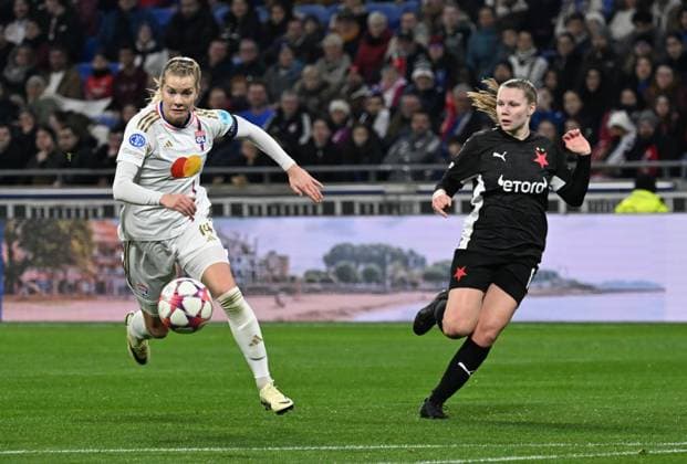 Ada Hegerberg (lyon) FOOTBALL: Olympique Lyonnais FÃ minines vs SK Slavia Prague - Ligue des Champions FÃ minine - 31 01 2024 FredericChambert Panoramic 