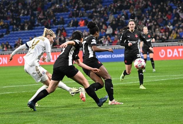 Ada Hegerberg (lyon) FOOTBALL: Olympique Lyonnais FÂŽminines vs SK Slavia Prague - Ligue des Champions FÂŽminine - 31 01 2024 FredericChambert Panoramic 