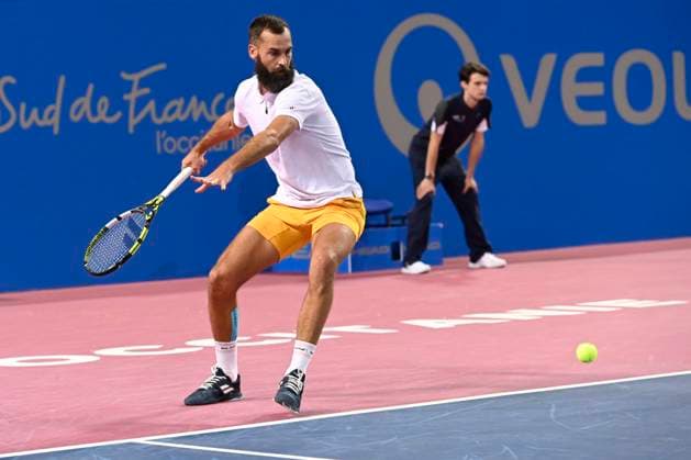 MONTPELLIER, FRANCE - JANUARY 31 : Benoit PAIRE (FRA) during the 2nd round of the ATP, Tennis Herren 250 Open Sud de France tournament vs. Harold MAYOT (FRA) in Montpellier, France on January 31st, 2024. TENNIS : Open Sud de France ATP 250 - 31 01 2024 ValentinaClaret Panoramic 
