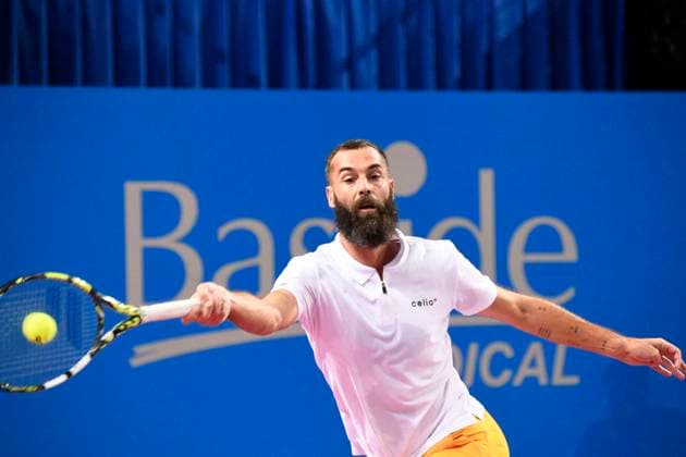 MONTPELLIER, FRANCE - JANUARY 31 : Benoit PAIRE (FRA) during the 2nd round of the ATP, Tennis Herren 250 Open Sud de France tournament vs. Harold MAYOT (FRA) in Montpellier, France on January 31st, 2024. TENNIS : Open Sud de France ATP 250 - 31 01 2024 ValentinaClaret Panoramic 