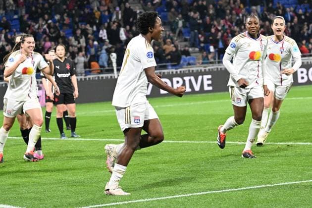 Joie de Vicki Becho (lyon) FOOTBALL: Olympique Lyonnais FÂŽminines vs SK Slavia Prague - Ligue des Champions FÂŽminine - 31 01 2024 FredericChambert Panoramic 