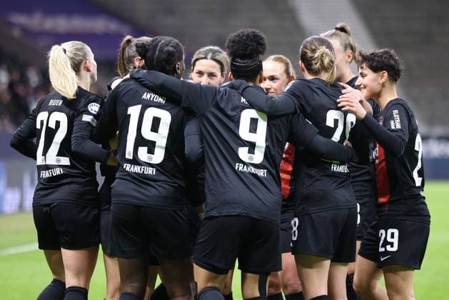 Deutsche Bank Park, Frankfurt Main Germany 31 01 2024 UEFA Women s Champions League match Grouppe A SGE Eintracht Frankfurt Rosengard v l , Torjubel, Goal celebration, celebrate the goal Eintracht Frankfurt Copyright: JoaquimxFerreira