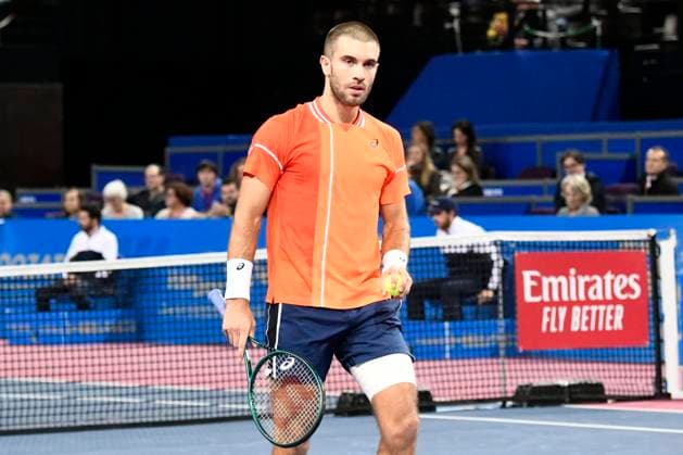 MONTPELLIER, FRANCE - FEBRUARY 1 : Borna CORIC (CRO) during the 2nd round of the ATP, Tennis Herren 250 Open Sud de France tournament vs. Pedro MARTINEZ (ESP) in Montpellier, France on February 1st, 2024. TENNIS : Open Sud de France ATP 250 - 01 02 2024 ValentinaClaret Panoramic 