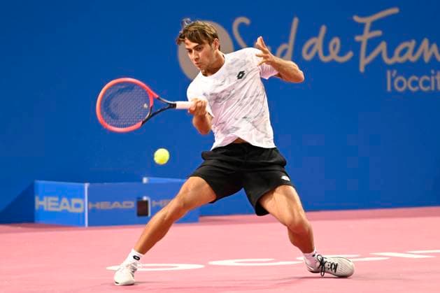MONTPELLIER, FRANCE - FEBRUARY 1 : Flavio COBOLLI (ITA) during the 2nd round of the ATP, Tennis Herren 250 Open Sud de France tournament vs. Constant LESTIENNE (FRA) in Montpellier, France on February 1st, 2024. TENNIS : Open Sud de France ATP 250 - 01 02 2024 ValentinaClaret Panoramic 