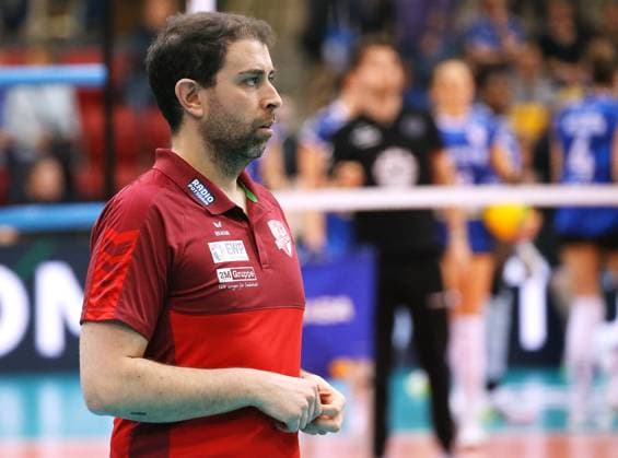 BAU 01 02 2024, Germany, Stuttgart Volleyball Champions League, Allianz MTV Stuttgart vs SC Potsdam, SC coach Riccardo Boieri