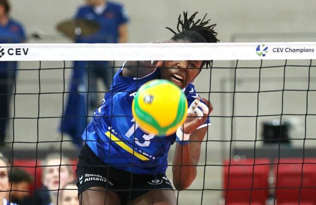 BAU 01 02 2024, Germany, Stuttgart Volleyball Champions League, Allianz MTV Stuttgart vs SC Potsdam, Krystal Rivers MTV