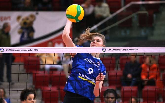 BAU 01 02 2024, Germany, Stuttgart Volleyball Champions League, Allianz MTV Stuttgart vs SC Potsdam, Eline Timmermann MTV