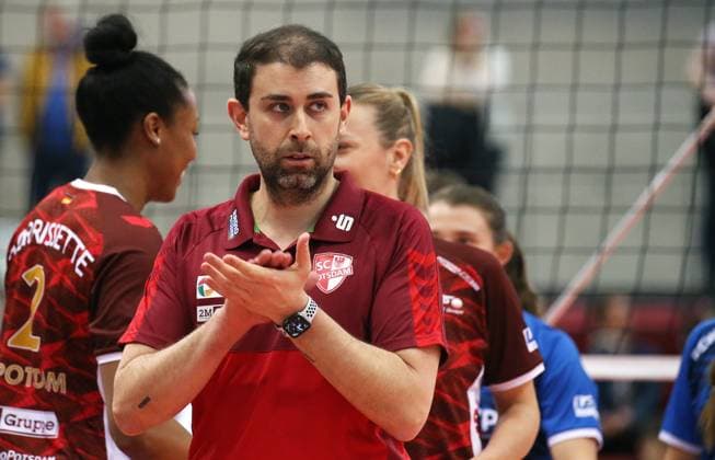 BAU 01 02 2024, Germany, Stuttgart Volleyball Champions League, Allianz MTV Stuttgart vs SC Potsdam, SC coach Riccardo Boieri