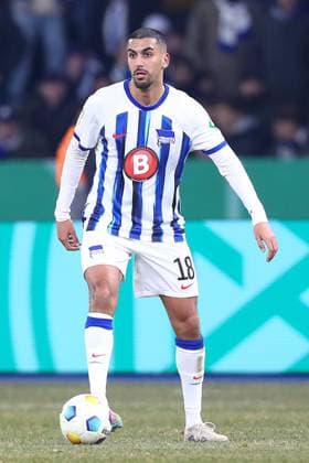 31.01.2024, xtgx, Fussball DFB-Pokal 1 8 Finale, Hertha BSC Berlin - 1. FC Kaiserslautern emspor, v.l. Aymen Barkok (Hertha) Freisteller, Einzelbild, Ganzkoerper, single frame (DFL DFB REGULATIONS PROHIBIT ANY USE OF PHOTOGRAPHS as IMAGE SEQUENCES and or QUASI-VIDEO) Berlin *** 31 01 2024, xtgx, Fußball DFB Pokal 1 8 Finale, Hertha BSC Berlin 1 FC Kaiserslautern emspor, v l Aymen Barkok Hertha Freisteller, Einzelbild, Ganzkoerper, single frame DFL DFB REGULATIONS PROHIBIT ANY USE OF PHOTOGRAPHS as IMAGE SEQUENCES and or QUASI VIDEO Berlin