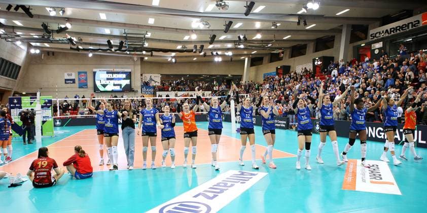 BAU 01 02 2024, Germany, Stuttgart Volleyball Champions League, Allianz MTV Stuttgart vs SC Potsdam, Jubel MTV
