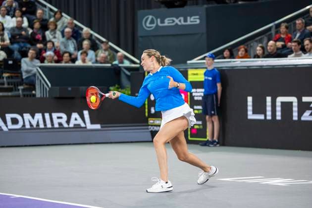 TENNIS - WTA, Tennis Damen Upper Austria Ladies Linz LINZ,AUSTRIA,02.FEB.24 - TENNIS - WTA Tour, Upper Austria Ladies Linz. Image shows Donna Vekic (CRO).  GEPAxpictures xGintarexKarpaviciute