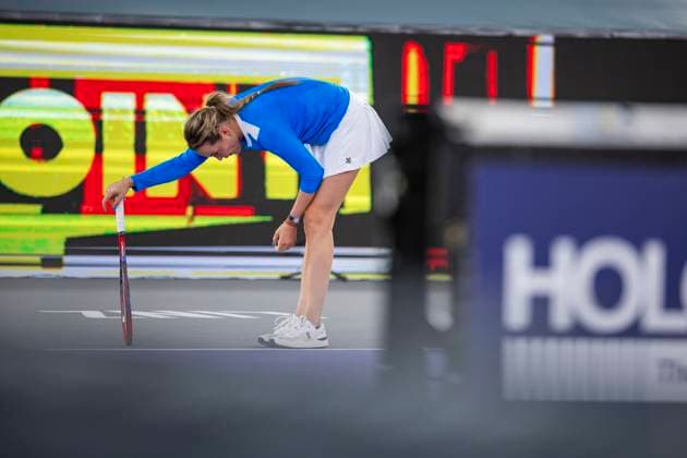 TENNIS - WTA, Tennis Damen Upper Austria Ladies Linz LINZ,AUSTRIA,02.FEB.24 - TENNIS - WTA Tour, Upper Austria Ladies Linz. Image shows Donna Vekic (CRO).  GEPAxpictures xGintarexKarpaviciute
