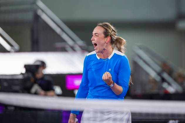 Sport Bilder des Tages TENNIS - WTA, Tennis Damen Upper Austria Ladies Linz LINZ,AUSTRIA,02.FEB.24 - TENNIS - WTA Tour, Upper Austria Ladies Linz. Image shows Donna Vekic (CRO).  GEPAxpictures xGintarexKarpaviciute