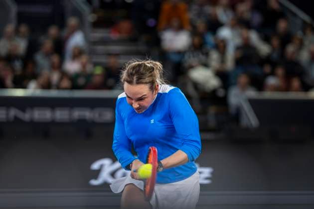 TENNIS - WTA, Tennis Damen Upper Austria Ladies Linz LINZ,AUSTRIA,02.FEB.24 - TENNIS - WTA Tour, Upper Austria Ladies Linz. Image shows Donna Vekic (CRO).  GEPAxpictures xGintarexKarpaviciute