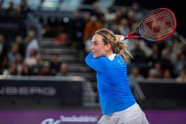 TENNIS - WTA, Tennis Damen Upper Austria Ladies Linz LINZ,AUSTRIA,02.FEB.24 - TENNIS - WTA Tour, Upper Austria Ladies Linz. Image shows Donna Vekic (CRO).  GEPAxpictures xGintarexKarpaviciute