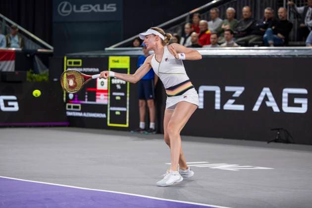 TENNIS - WTA, Tennis Damen Upper Austria Ladies Linz LINZ,AUSTRIA,02.FEB.24 - TENNIS - WTA Tour, Upper Austria Ladies Linz. Image shows Ekaterina Alexandrova (RUS).  GEPAxpictures xGintarexKarpaviciute